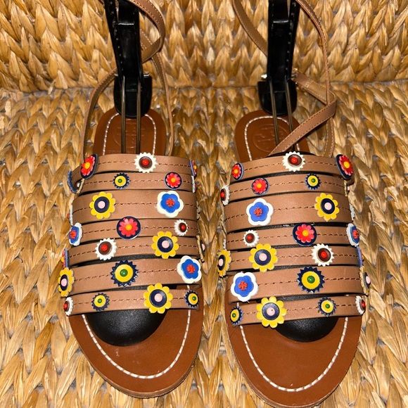 Tory Burch Marguerite Beaded Strappy Flat Sandal Sz 6.5 - Picture 5 of 6